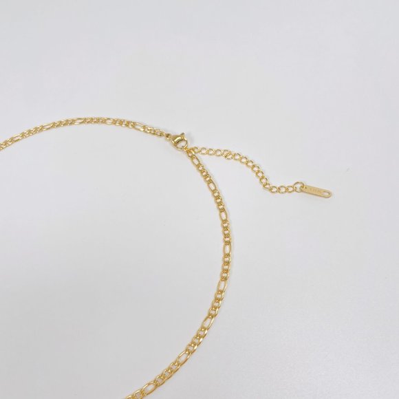 Abalone Paua Rectangle Pendant Figaro Chain 18K Real Gold Plated Necklace - Picture 9 of 11